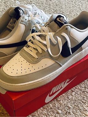 Brand New! Nike court vision lows - White, Light Gray & Black-Size-12!